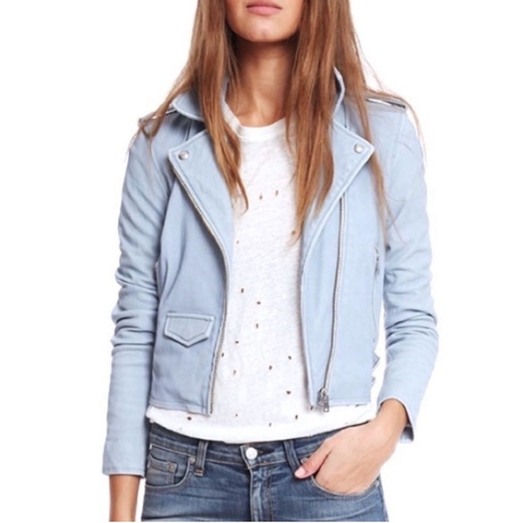 IRO Jackets & Blazers - IRO Ashville Leather Lambskin Powder Blue Jacket 
Size: 34 | XS